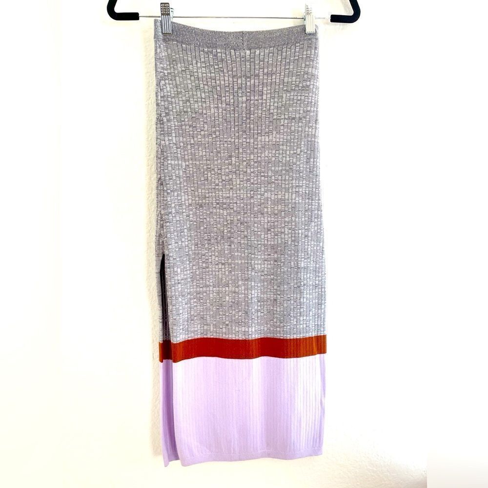Free People Color Block Stop and Star Knit MIDI Skirt with Slit Size S - Picture 6 of 7